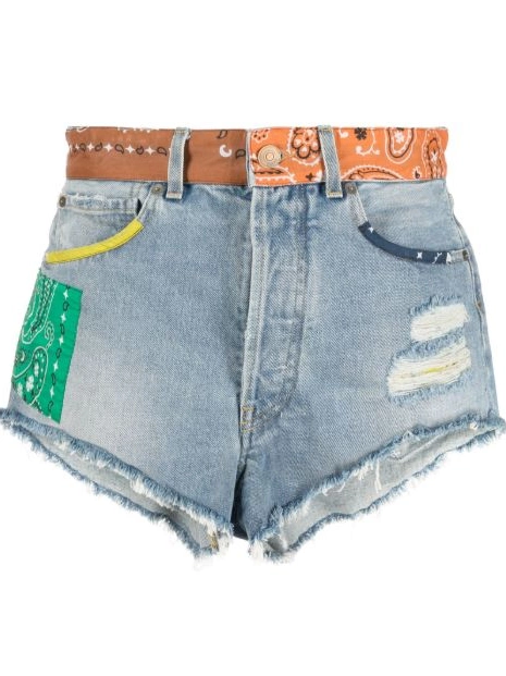 Cheap Women shorts denim bandana-print California Alanui 0810